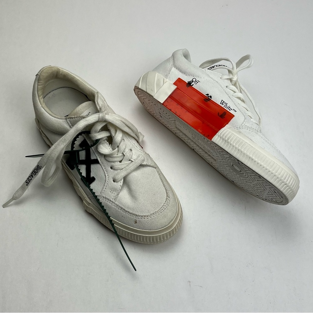 Off-White Low Vulcanized Canvas White Sneaker Shoe Women SZ 36 US 6‎ NEW *FLAW